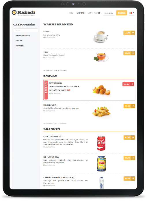 Online E-vent Catering iPad